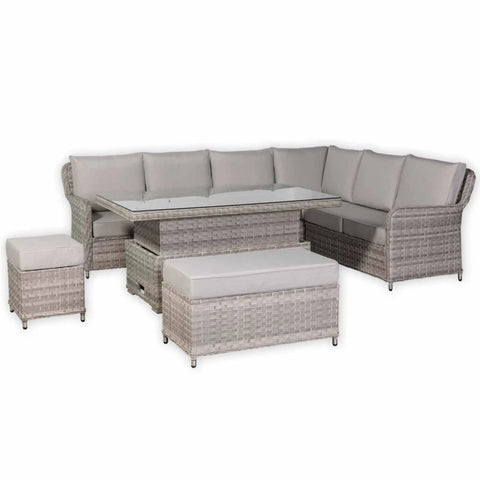 Modern L-shape garden sofa set with rising table design.