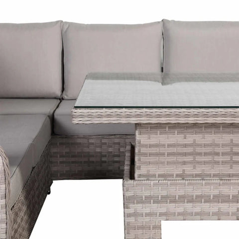 Versatile outdoor table with adjustable height mechanism.
