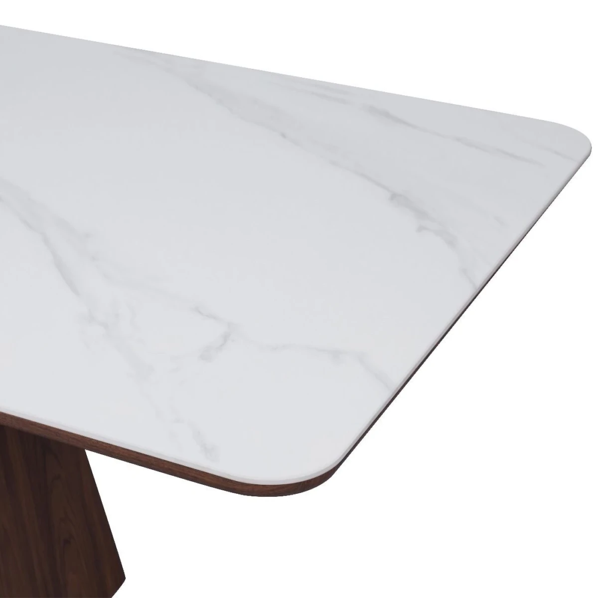 Contemporary walnut dining table with stone surface