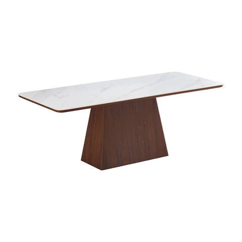 Enza Walnut Dining Table with White Sintered Stone Top 200cm