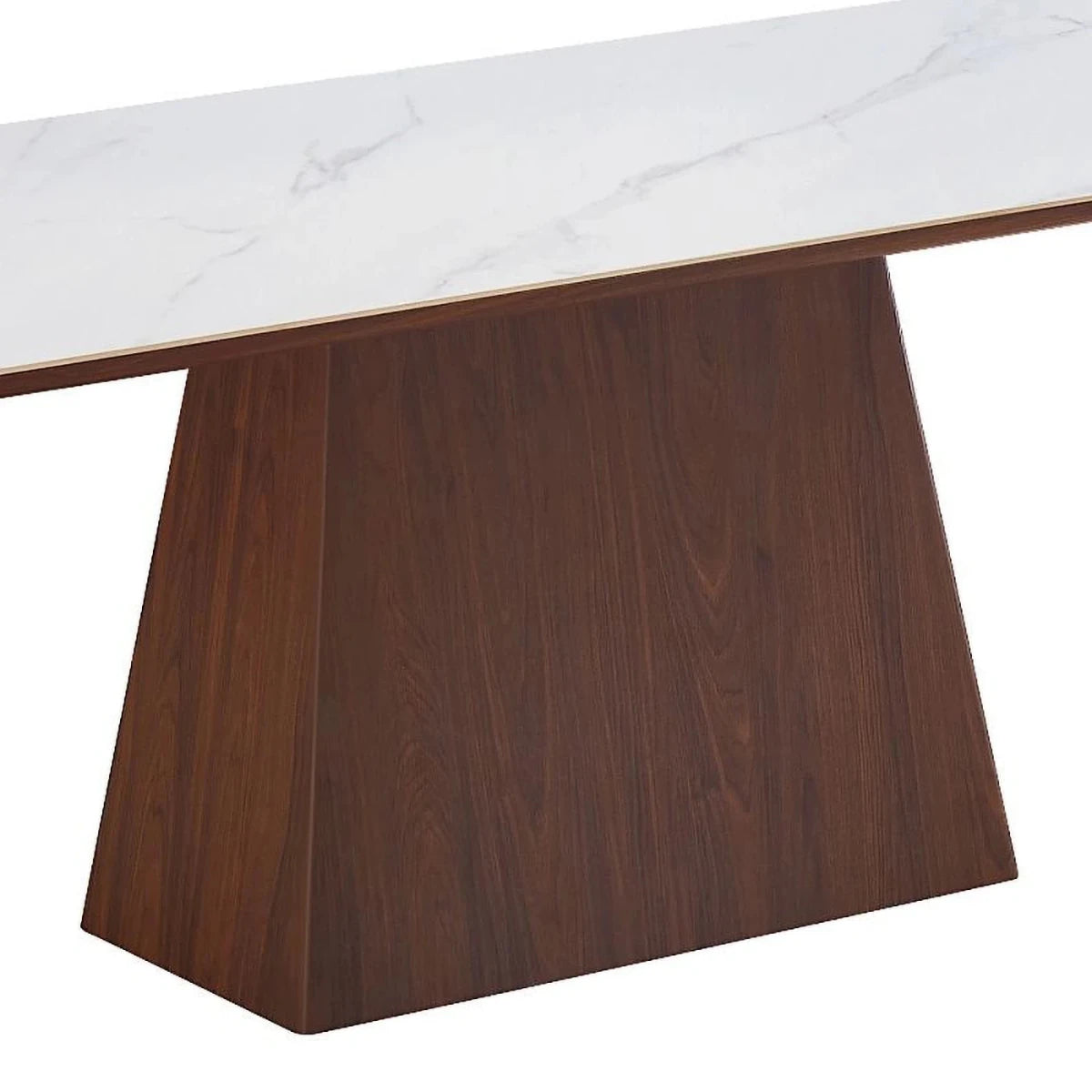 White sintered stone dining table Enza design Walnut Base