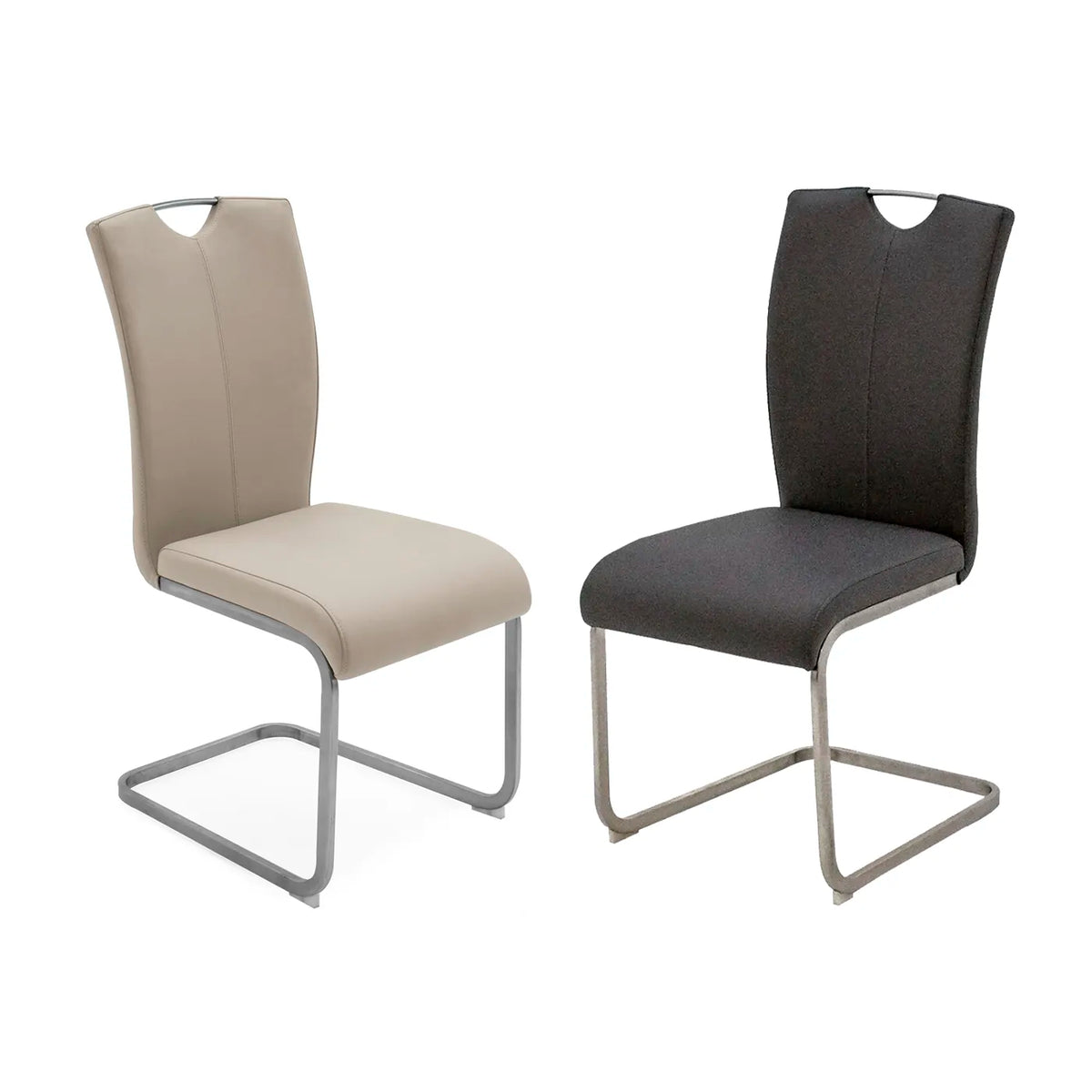 Set of 4 Enzio Grey Faux Leather Cantilever Dining Chairs