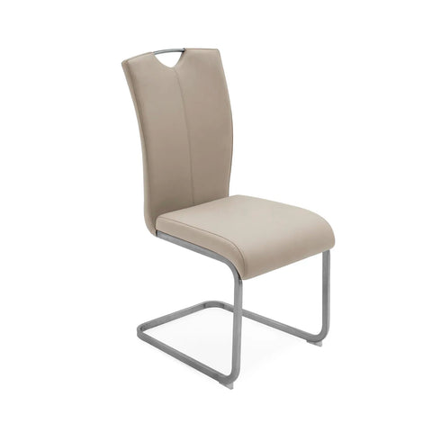 Set of 4 Enzio Grey Faux Leather Cantilever Dining Chairs