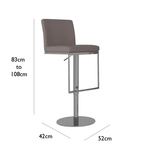 Enzo Taupe Leather Bar Stool - Set of 2