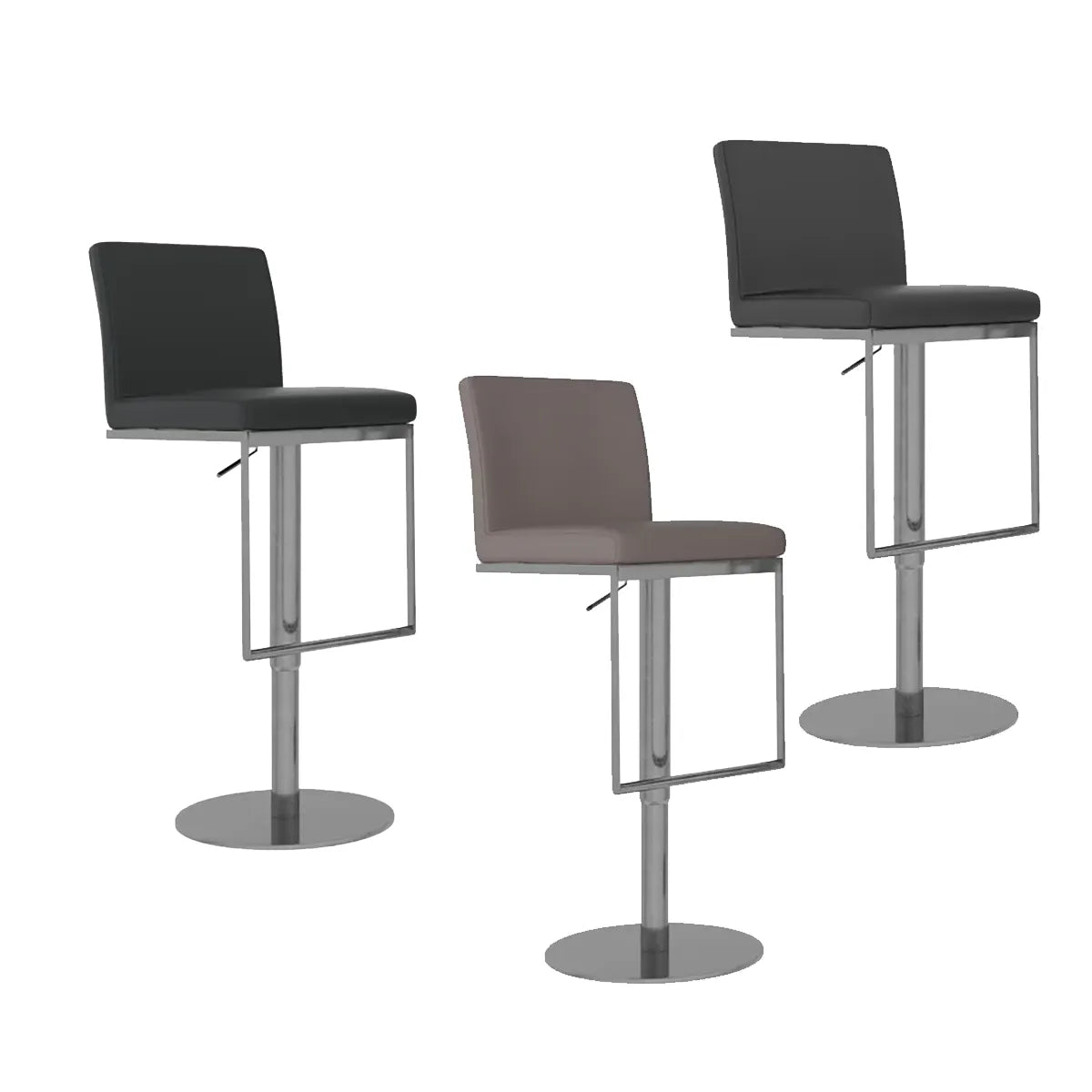 Enzo Taupe Leather Bar Stool - Set of 2