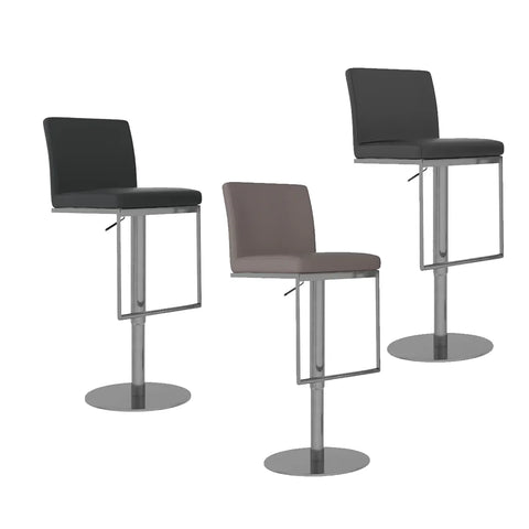 Enzo Taupe Leather Bar Stool - Set of 2