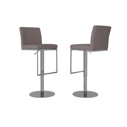 Enzo Taupe Leather Bar Stool - Set of 2