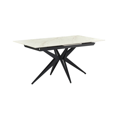 Ethan 1.6M White Sintered Stone Ext Dining Table with Swivel Dining Chairs - Pendle Village Furniture