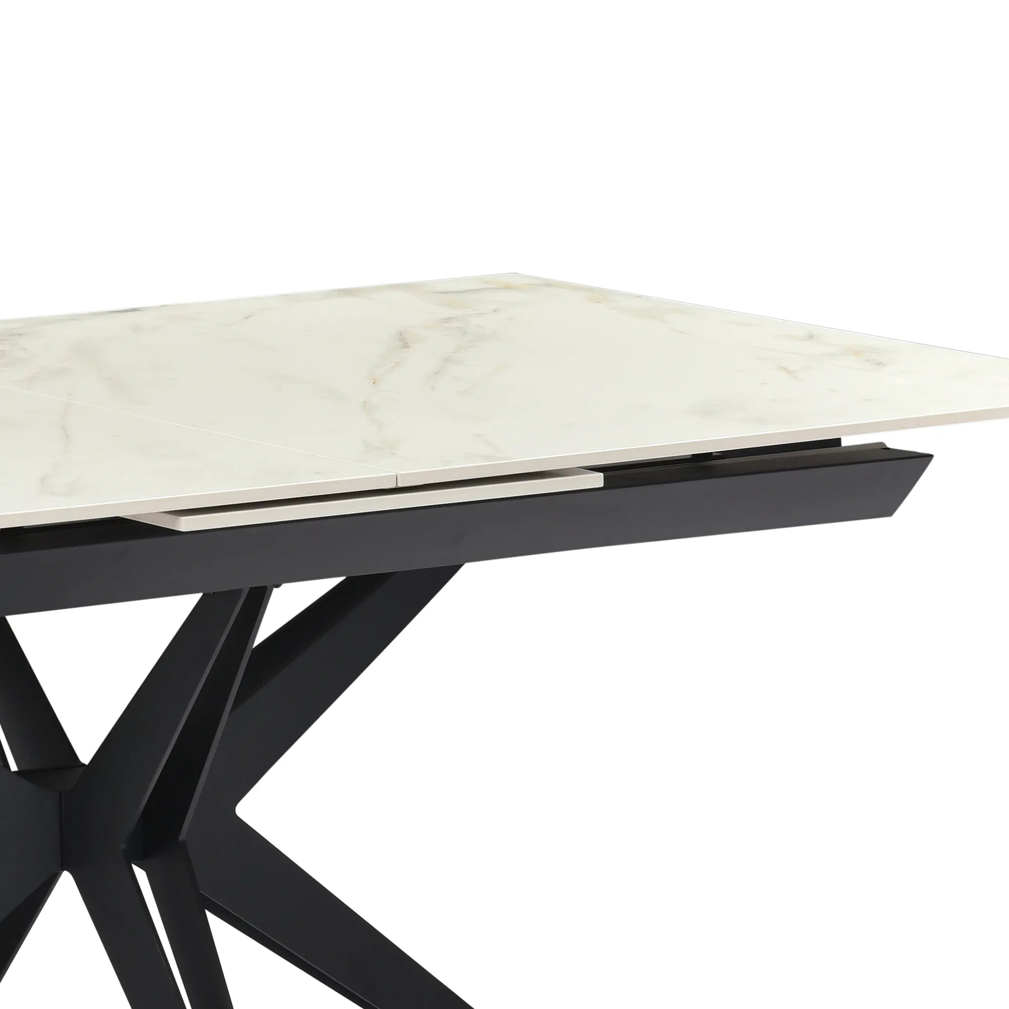 Ethan 1.6M White Sintered Stone Ext Dining Table with Swivel Dining Chairs - Pendle Village Furniture