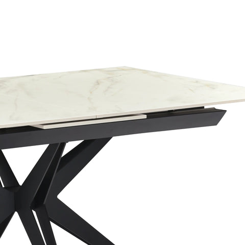 Ethan 1.6M White Sintered Stone Ext Dining Table with Swivel Dining Chairs - Pendle Village Furniture