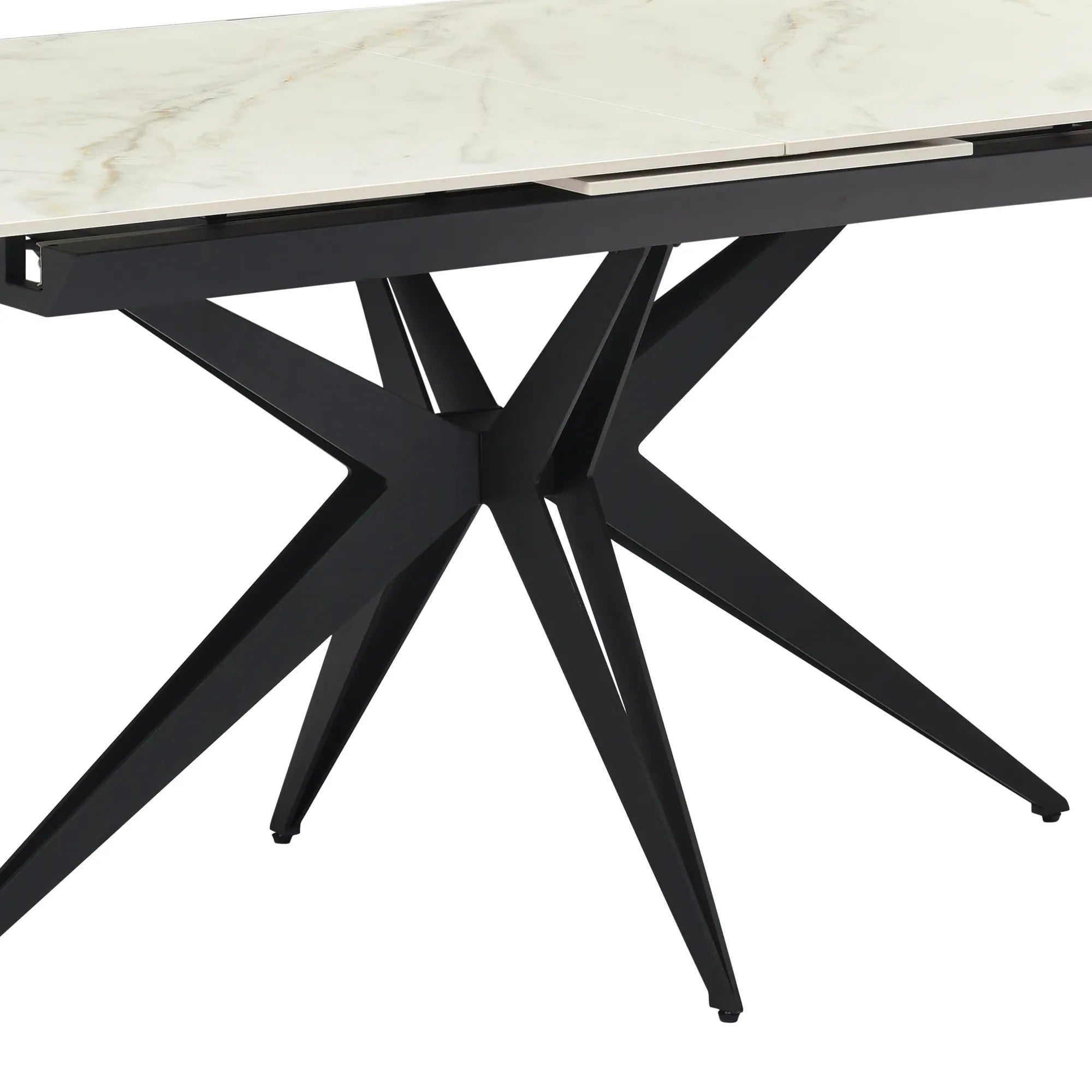 Ethan 1.6M White Sintered Stone Ext Dining Table with Swivel Dining Chairs - Pendle Village Furniture