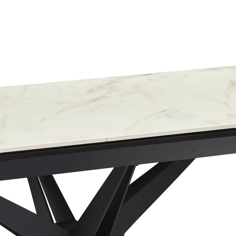 Ethan 1.6M White Sintered Stone Ext Dining Table with Swivel Dining Chairs - Pendle Village Furniture
