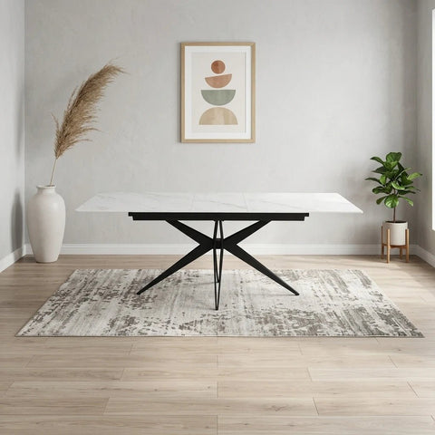 Ethan 1.6M White Sintered Stone Autorise Extending Dining Table