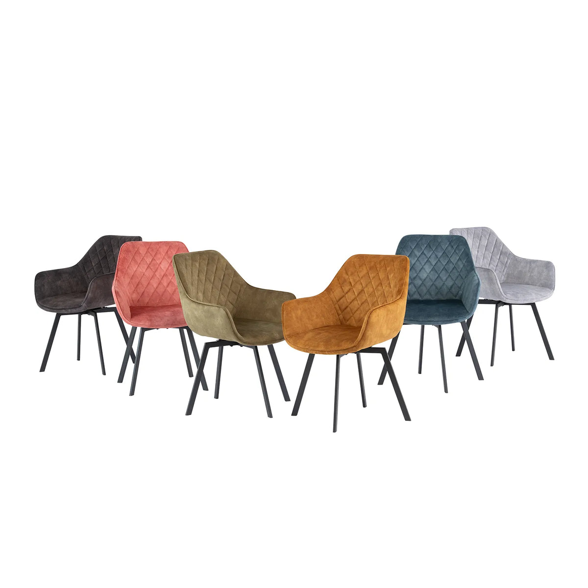Eton Velvet Fabric Swivel Dining Armchair – Set of 4 - Pendle Village Furniture