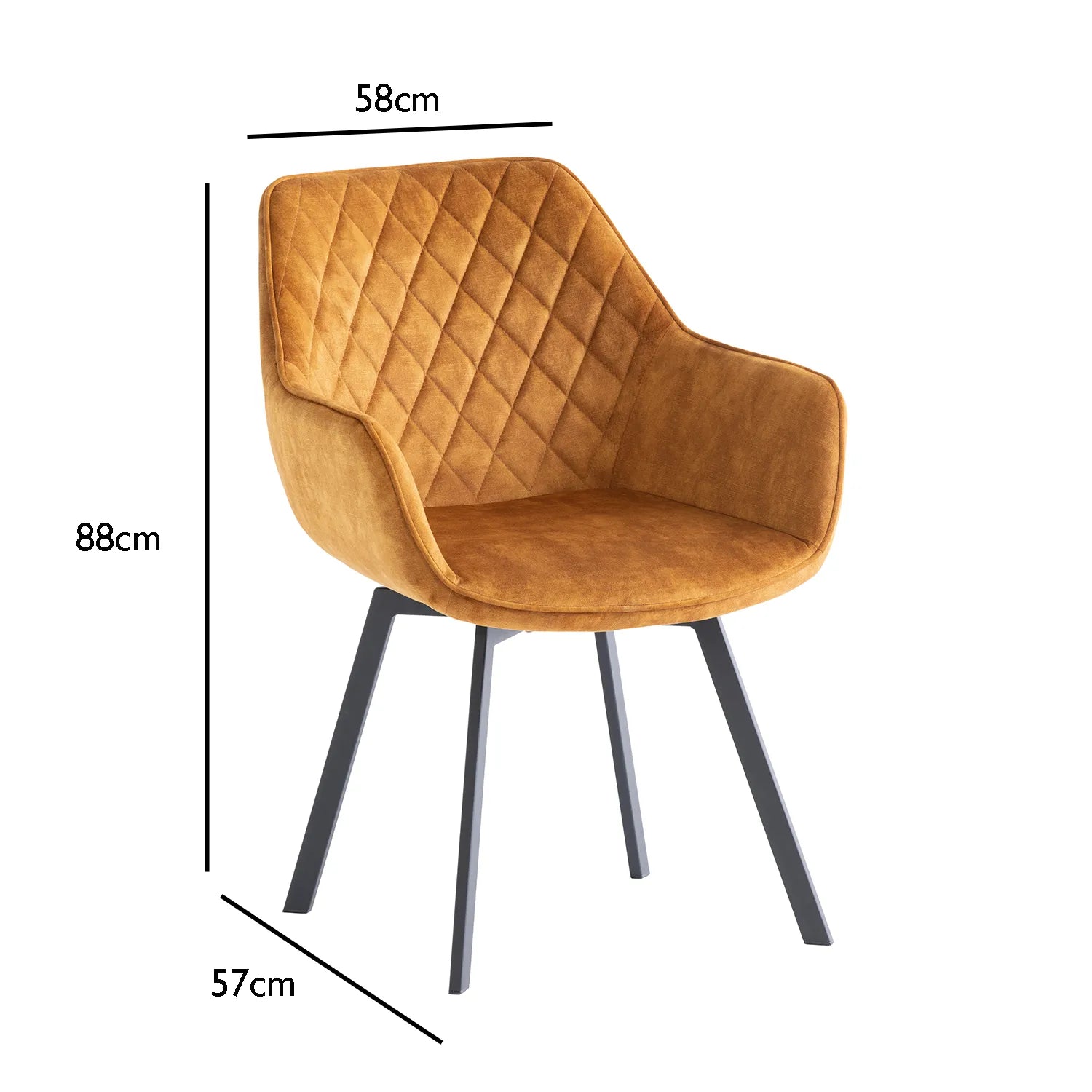 Eton Velvet Fabric Swivel Dining Armchair – Set of 4 - Pendle Village Furniture