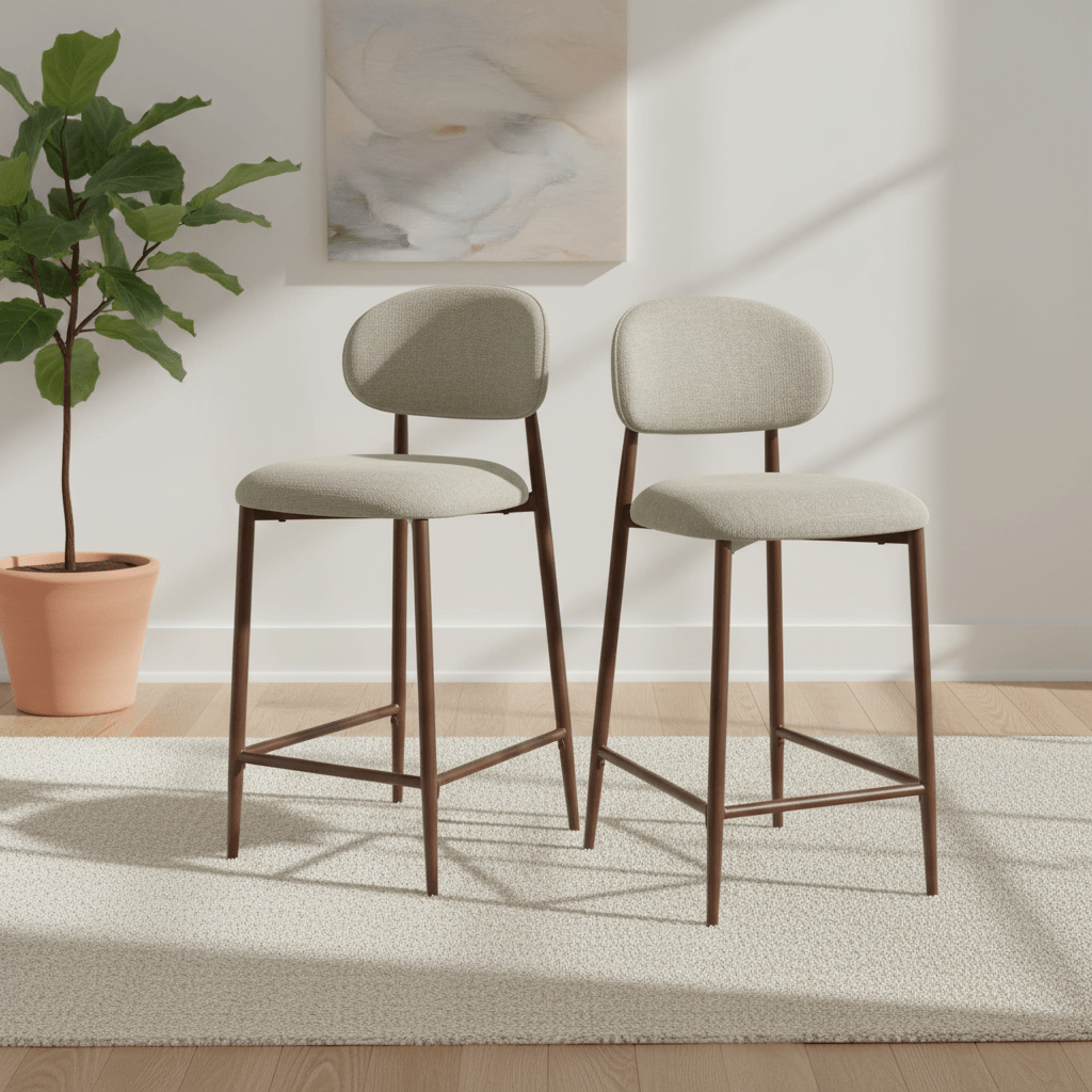 Etta Fabric Alabaster Bar Chair – Alabaster Set of 2