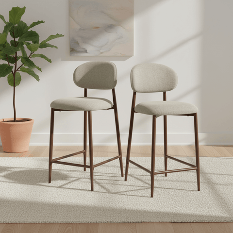 Etta Fabric Alabaster Bar Chair – Alabaster Set of 2
