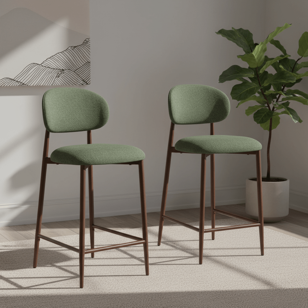 Etta Fabric Green Bar Chair – Green Set of 2