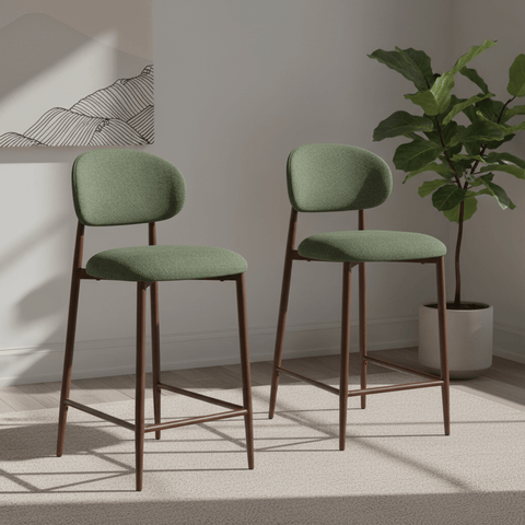 Etta Fabric Green Bar Chair – Green Set of 2