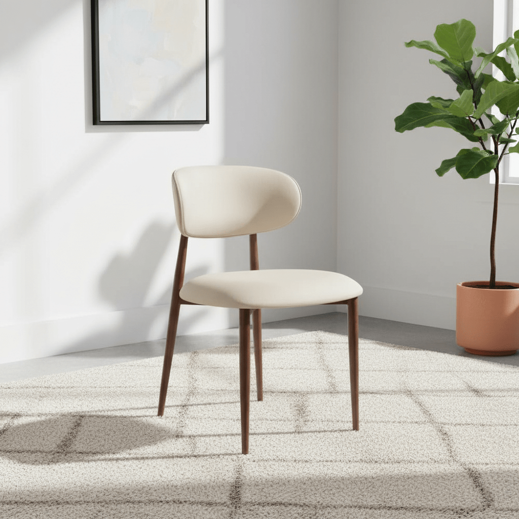 Etta Fabric Taupe Dining Chair - Styled in a living room