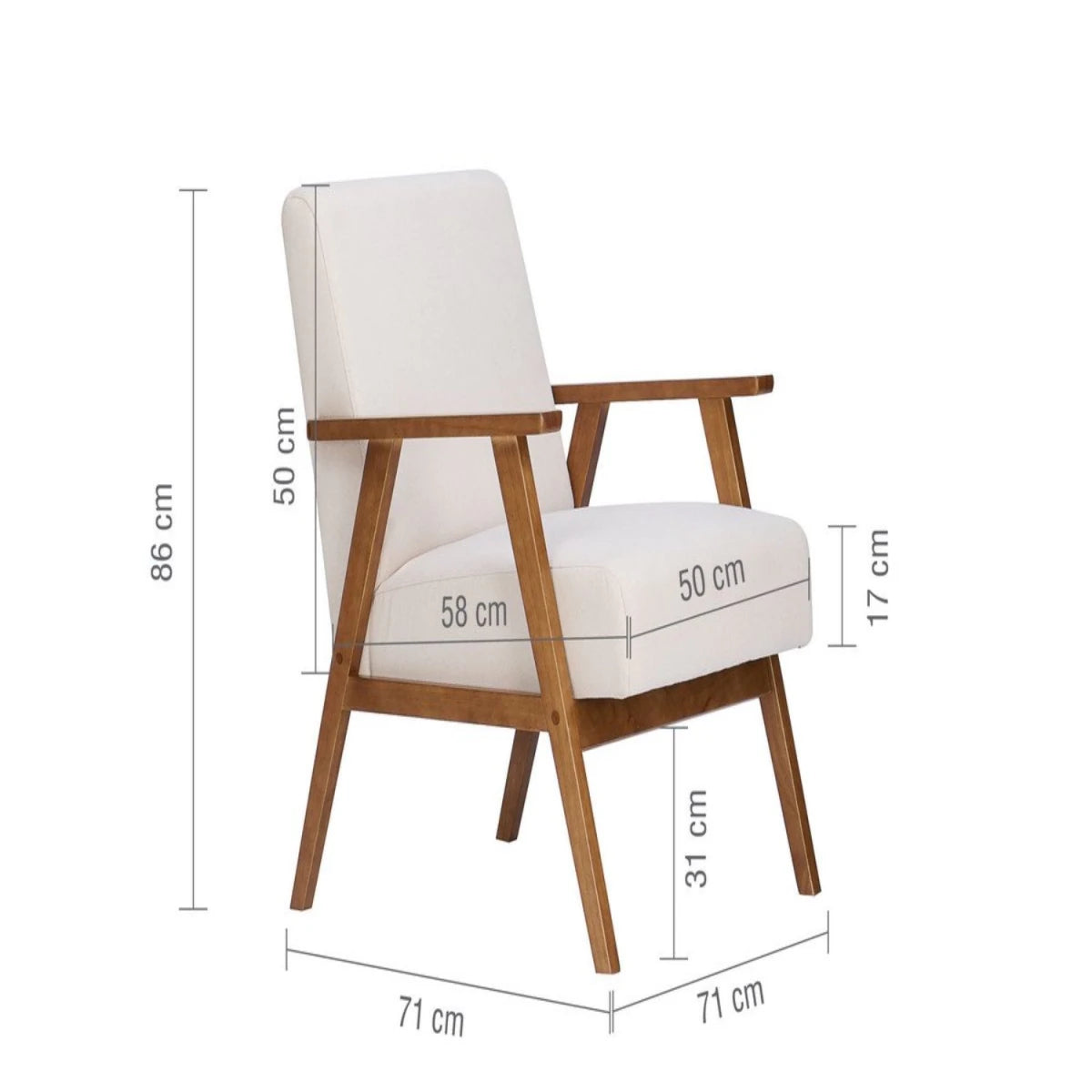 Comfortable seating with practical dimensions.