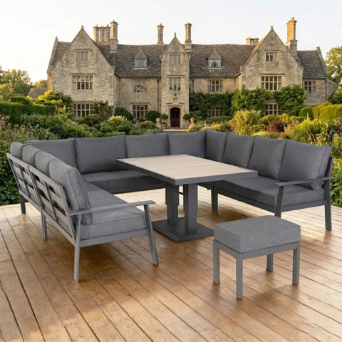 Large U shape garden dining set for entertaining and family use.