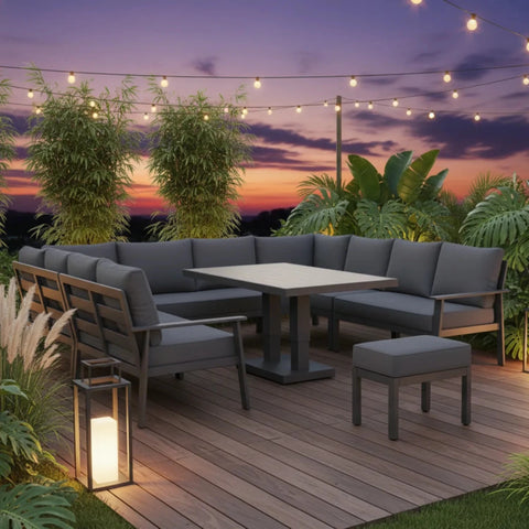 Evershire U shape rising dining set with spacious outdoor seating design.