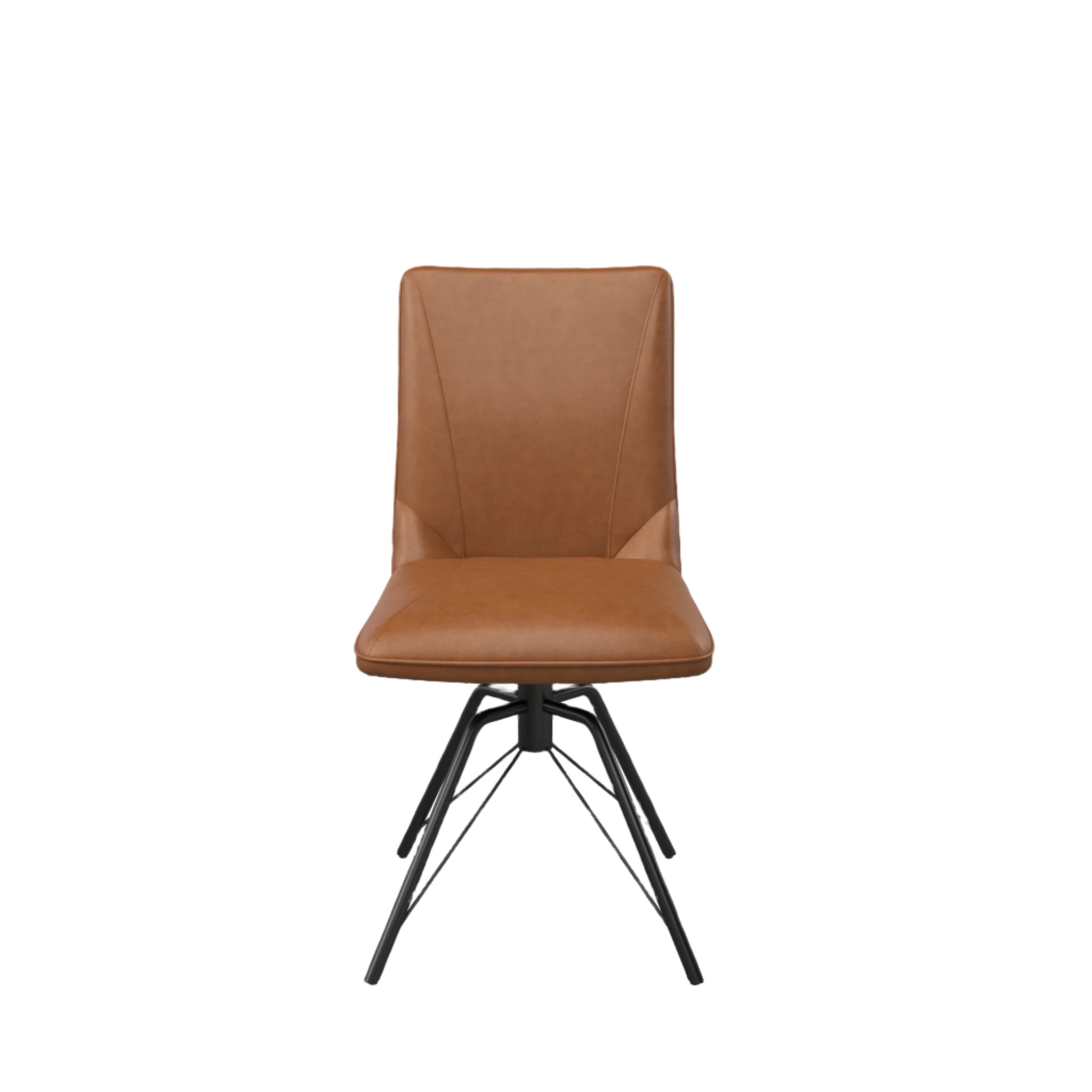 Toronto 110cm White Marble Look Round Dining Table with Tan Leather Dining Chairs - Pendle Village Furniture