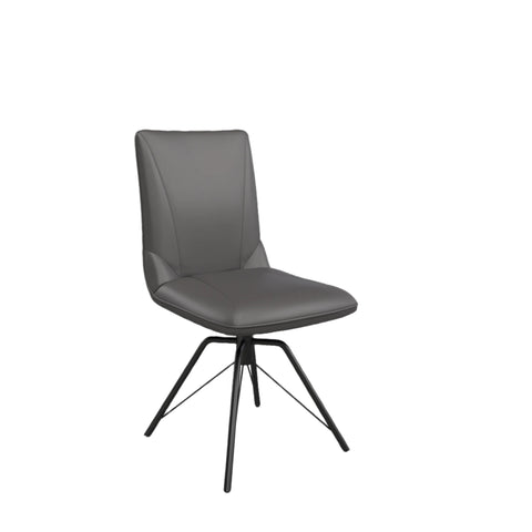 Toronto 110cm White Marble Look Round Dining Table with Grey Leather Dining Chairs - Pendle Village Furniture