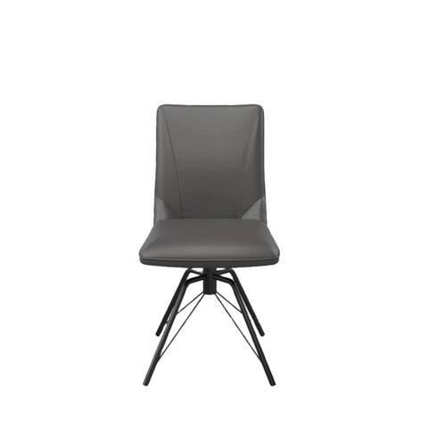 Toronto 110cm White Marble Look Round Dining Table with Grey Leather Dining Chairs - Pendle Village Furniture