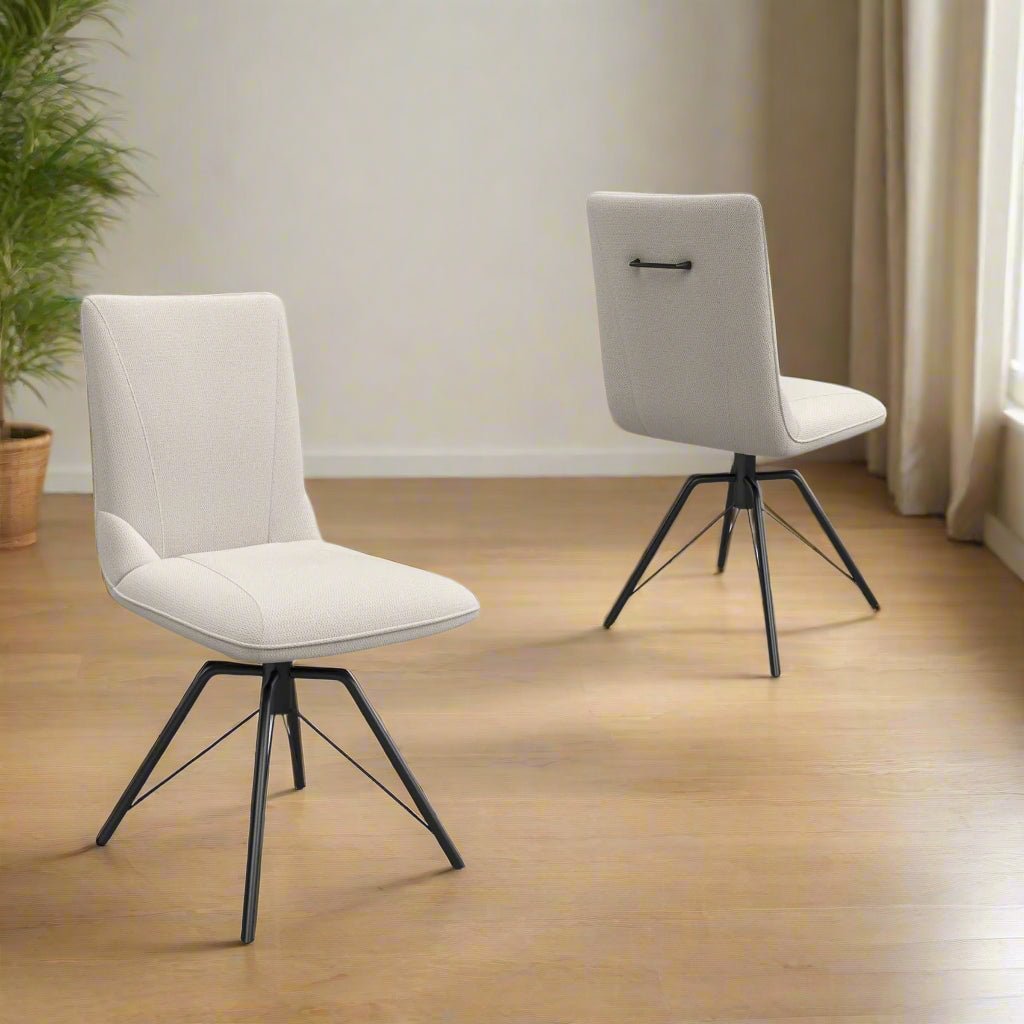 Arachnos Ivory Fabric Swivel Dining Chair - Set of 4 - Pendle Village Furniture