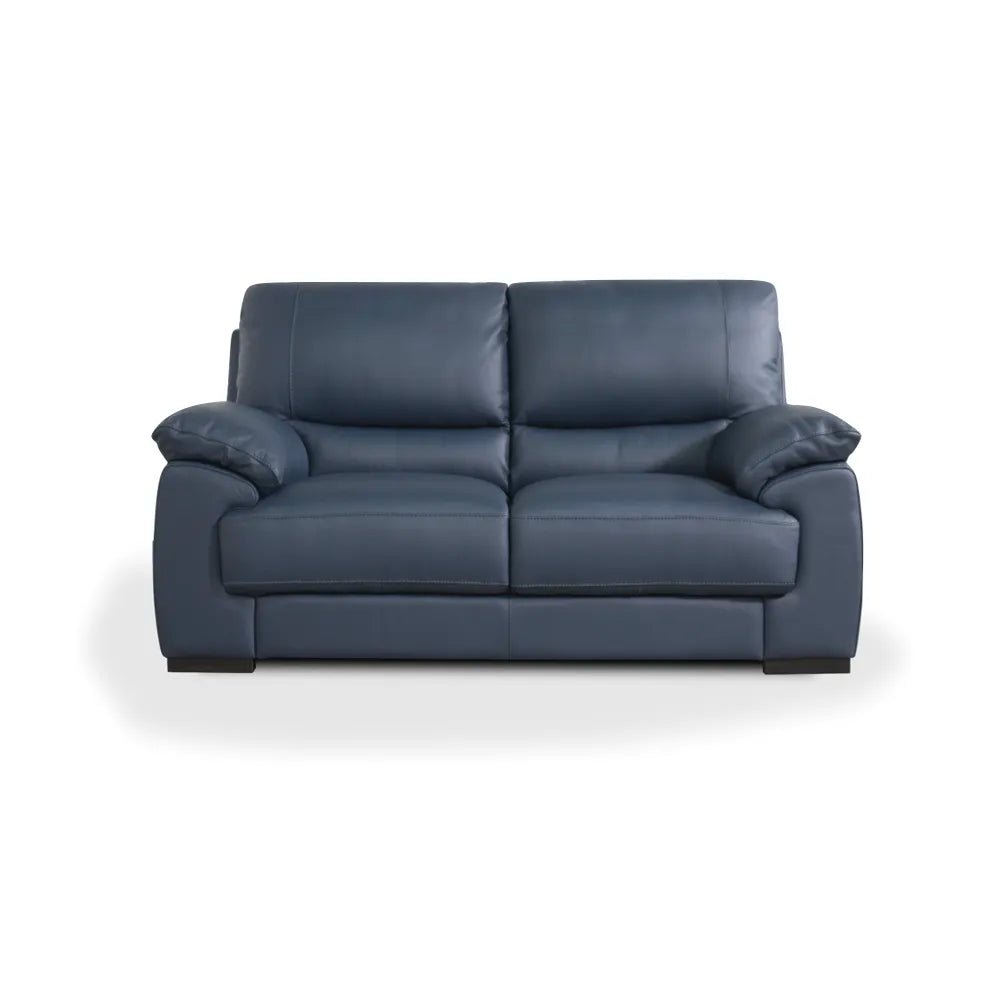 Falcon Italian Leather 2 Seater Sofa in Navy Blue - Pendle Village Furniture