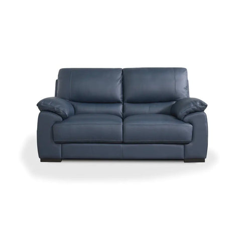 Falcon Italian Leather 2 Seater Sofa in Navy Blue - Pendle Village Furniture