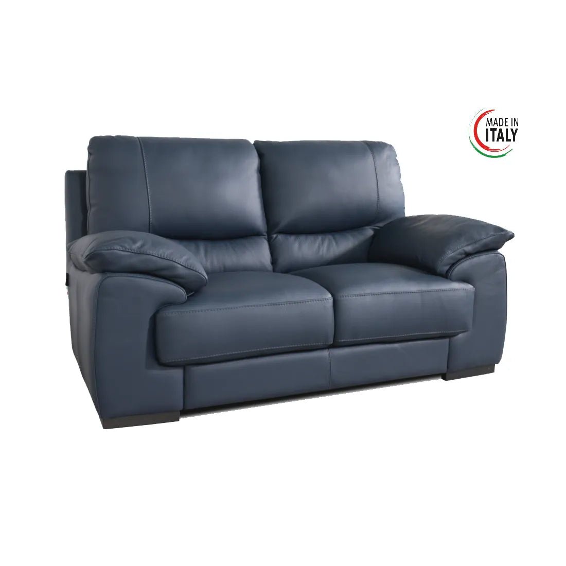 Falcon Italian Leather 2 Seater Sofa in Navy Blue - Pendle Village Furniture