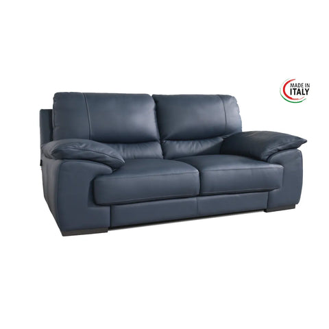 Falcon Italian Leather 3 Seater Sofa in Navy Blue - Pendle Village Furniture