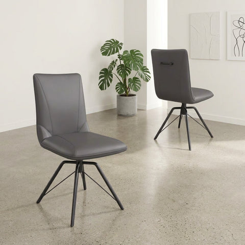Fara Grey Faux Leather Swivel Dining Chair - Set of 4