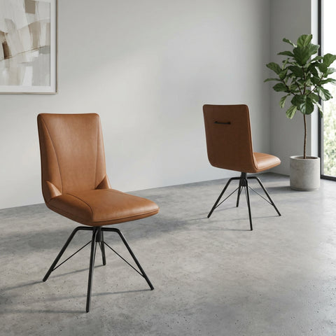 Fara Tan Faux Leather Swivel Dining Chairs – Set of 4, 6 or 8