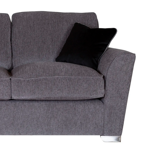 Fargo Charcoal Grey Fabric Upholstered 2 Seater Sofa - Close Up of Sofa Design