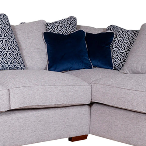 Fargo Grey and Blue Corner Chaise Sofa Group, available in a variety of fabrics and colours - Close Up of Cushions 