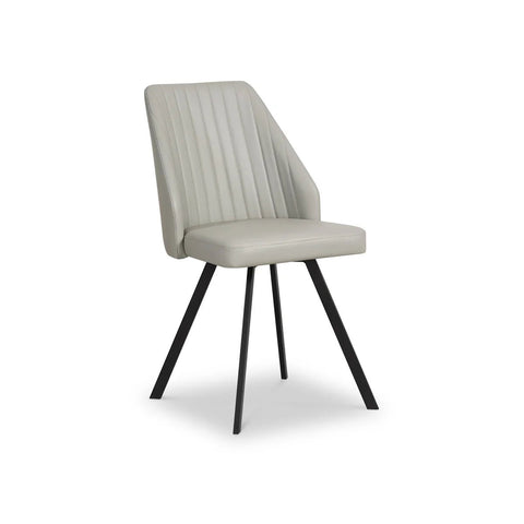 Federic Light Grey Leather Set of 4 Dining Chairs - Pendle Village Furniture