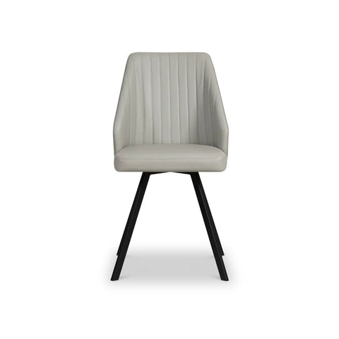 Federic Light Grey Leather Set of 4 Dining Chairs - Pendle Village Furniture