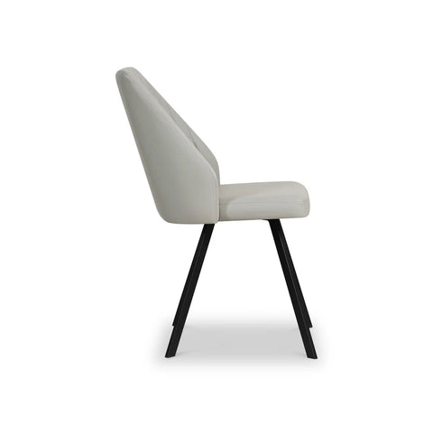 Federic Light Grey Leather Set of 4 Dining Chairs - Pendle Village Furniture