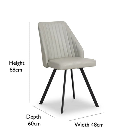 Federic Light Grey Leather Set of 4 Dining Chairs - Pendle Village Furniture