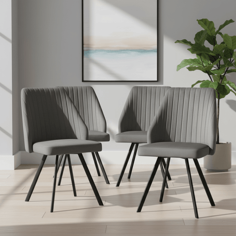 Federic Dark Grey Velvet Set of 4 Dining Chairs