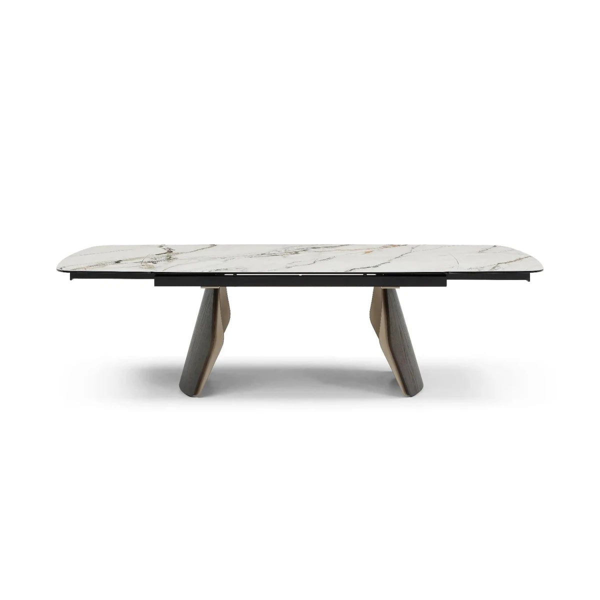 Contemporary extending dining table with Calacatta Verde surface