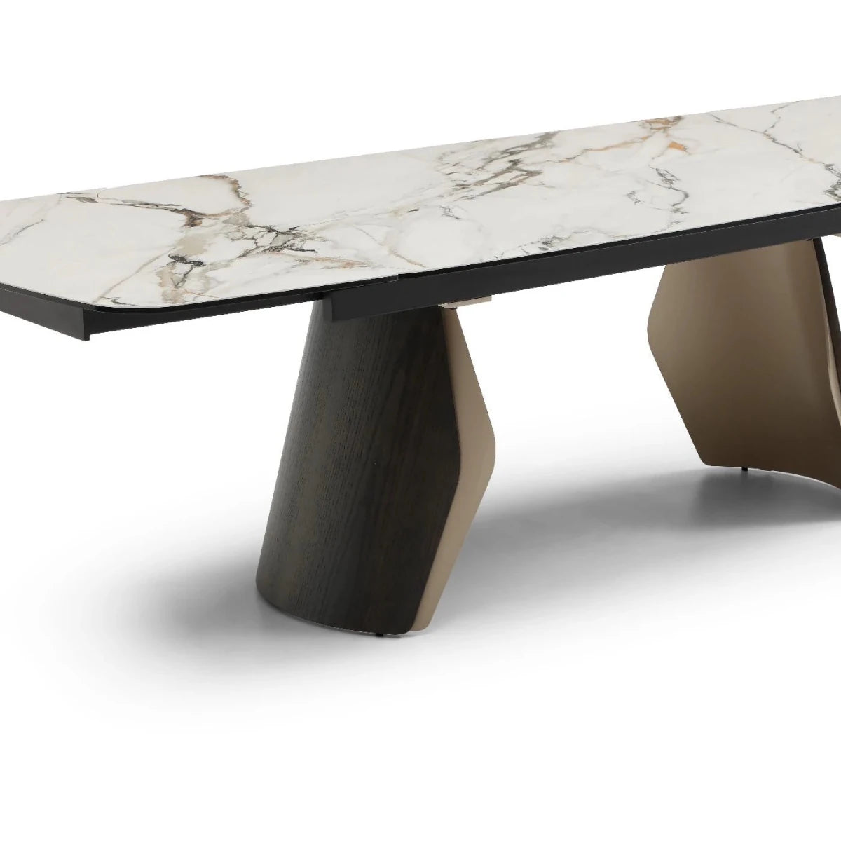 Fina Extending Dining Table Black Ash & Calacatta Verde Stone 180–260cm