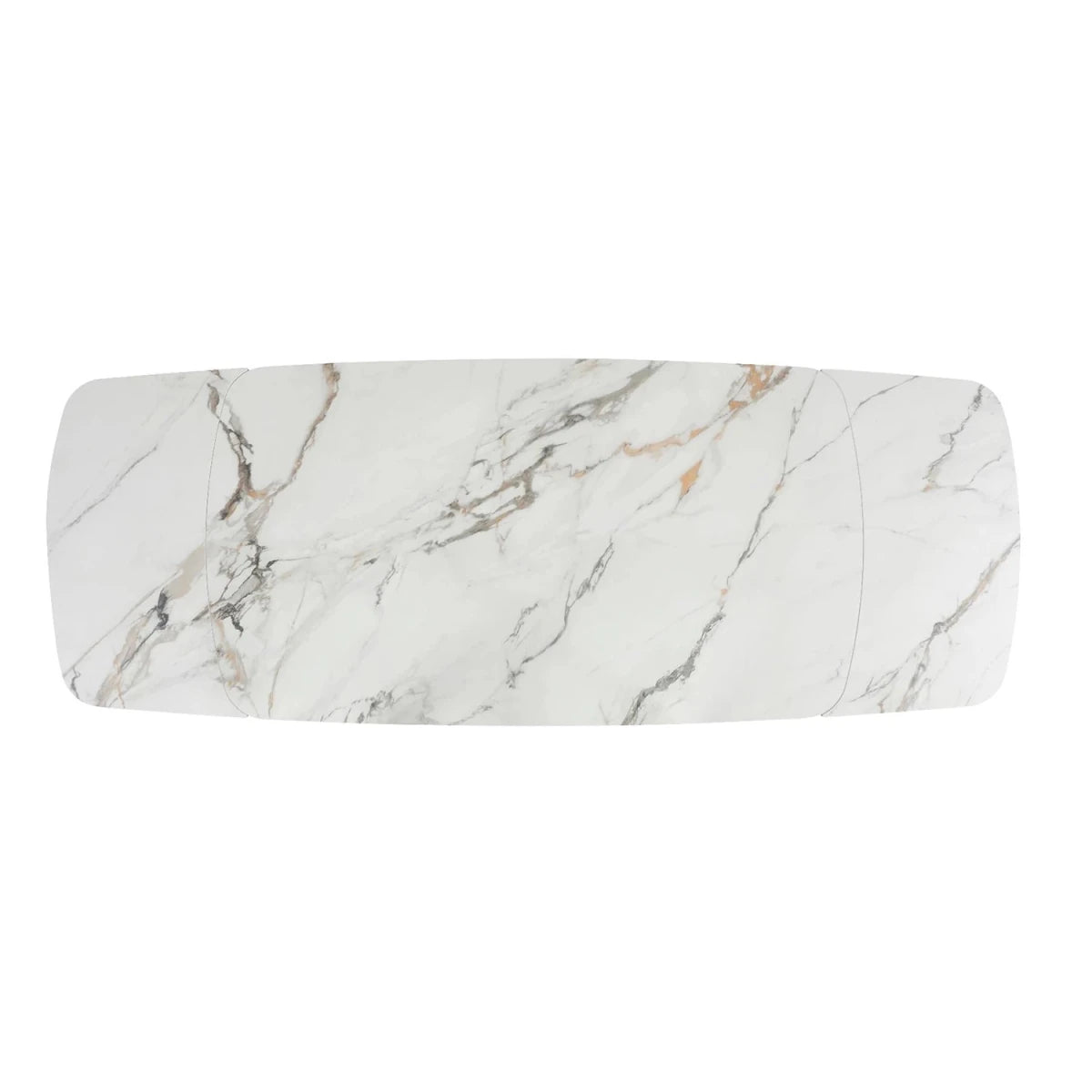 Fina Extending Dining Table Black Ash & Calacatta Verde Stone 180–260cm - Table Top