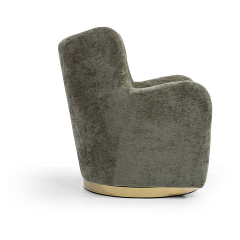 Flora Olive Chenille Swivel Accent Chair with Gold Base - Pendle Village Furniture