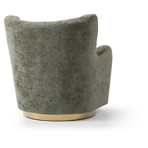 Flora Olive Chenille Swivel Accent Chair with Gold Base - Pendle Village Furniture