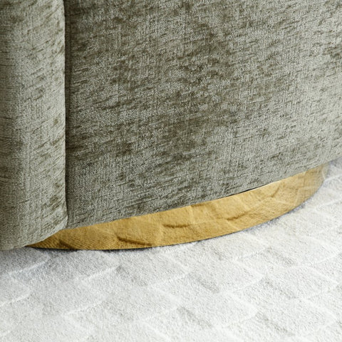 Flora Olive Chenille Swivel Accent Chair with Gold Base - Pendle Village Furniture